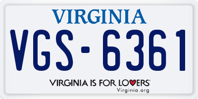 VA license plate VGS6361