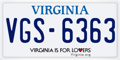VA license plate VGS6363