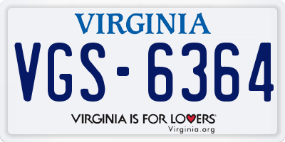VA license plate VGS6364