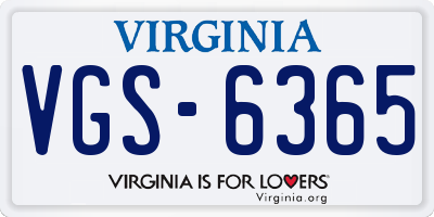 VA license plate VGS6365