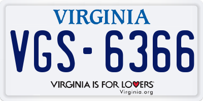 VA license plate VGS6366