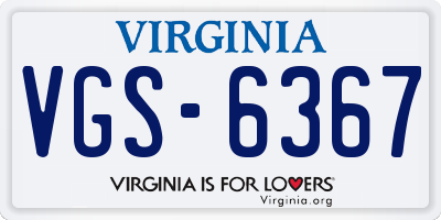 VA license plate VGS6367