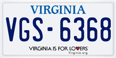 VA license plate VGS6368