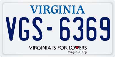 VA license plate VGS6369