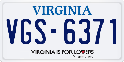 VA license plate VGS6371
