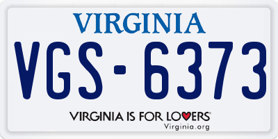 VA license plate VGS6373