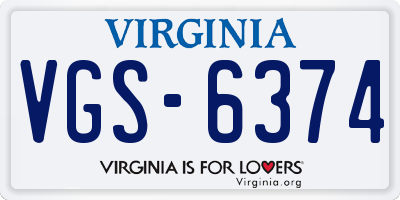 VA license plate VGS6374