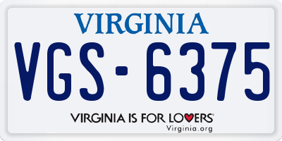 VA license plate VGS6375