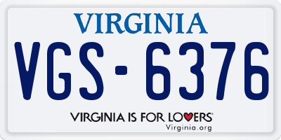 VA license plate VGS6376