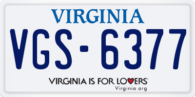 VA license plate VGS6377