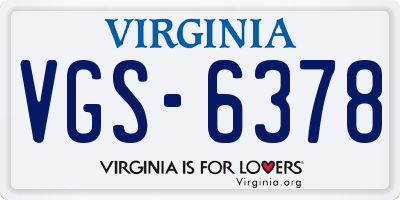 VA license plate VGS6378