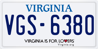 VA license plate VGS6380