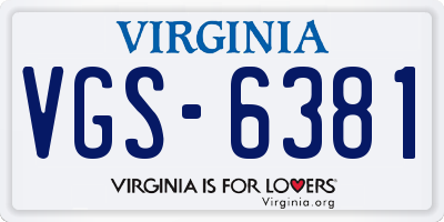 VA license plate VGS6381