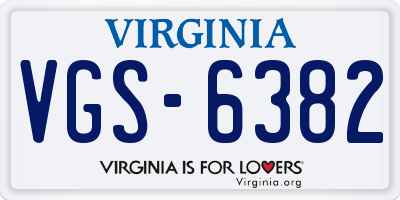 VA license plate VGS6382