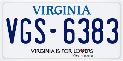 VA license plate VGS6383