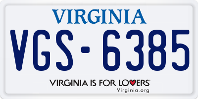 VA license plate VGS6385