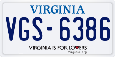 VA license plate VGS6386