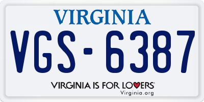VA license plate VGS6387