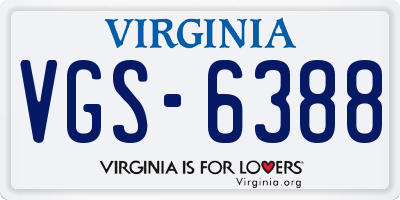 VA license plate VGS6388