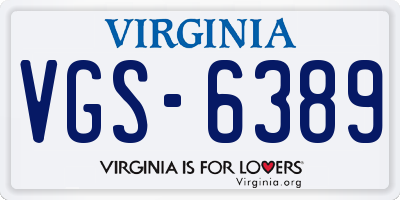VA license plate VGS6389