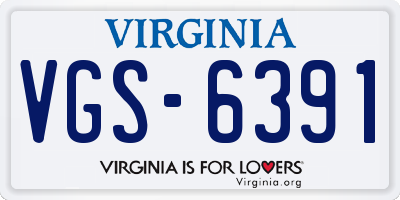 VA license plate VGS6391