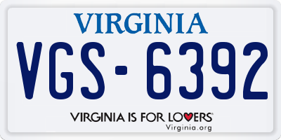 VA license plate VGS6392