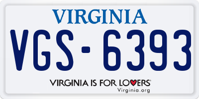 VA license plate VGS6393
