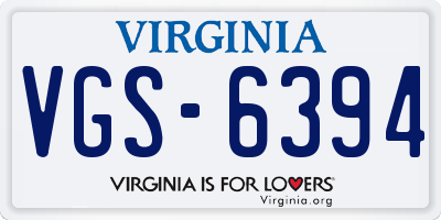 VA license plate VGS6394
