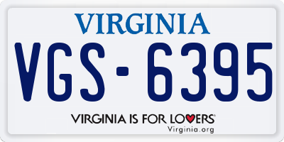VA license plate VGS6395