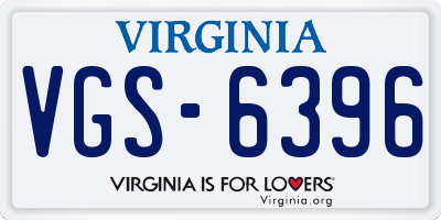 VA license plate VGS6396