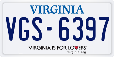 VA license plate VGS6397
