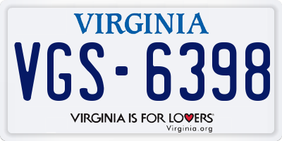 VA license plate VGS6398