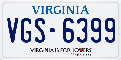 VA license plate VGS6399