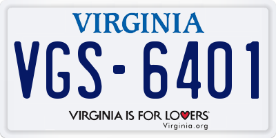 VA license plate VGS6401