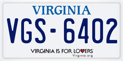 VA license plate VGS6402