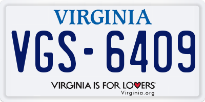 VA license plate VGS6409