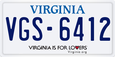 VA license plate VGS6412