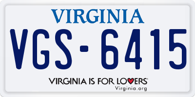 VA license plate VGS6415