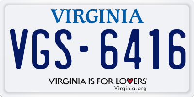 VA license plate VGS6416
