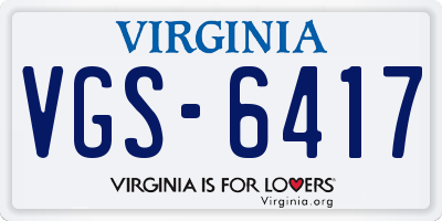VA license plate VGS6417