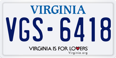 VA license plate VGS6418