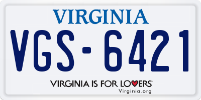 VA license plate VGS6421