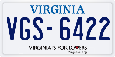 VA license plate VGS6422
