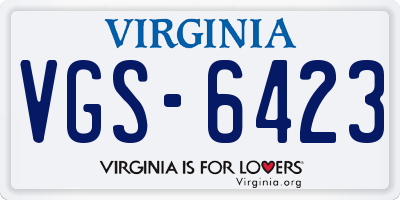 VA license plate VGS6423