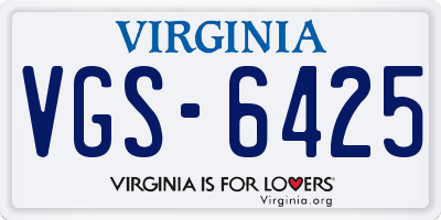 VA license plate VGS6425