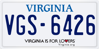 VA license plate VGS6426