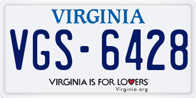 VA license plate VGS6428