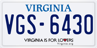 VA license plate VGS6430