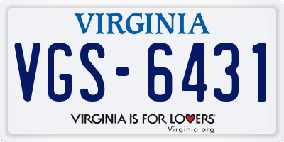 VA license plate VGS6431