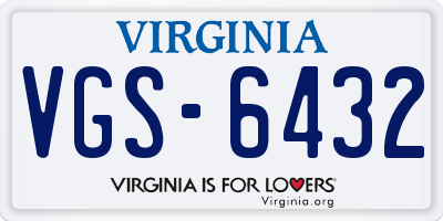 VA license plate VGS6432